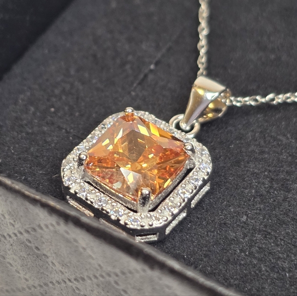 Fashion Jewelry Jewelry - 4.42ct Champagne Moissanite Pendant & Rhodium Over 925 Sterling Silver Necklace